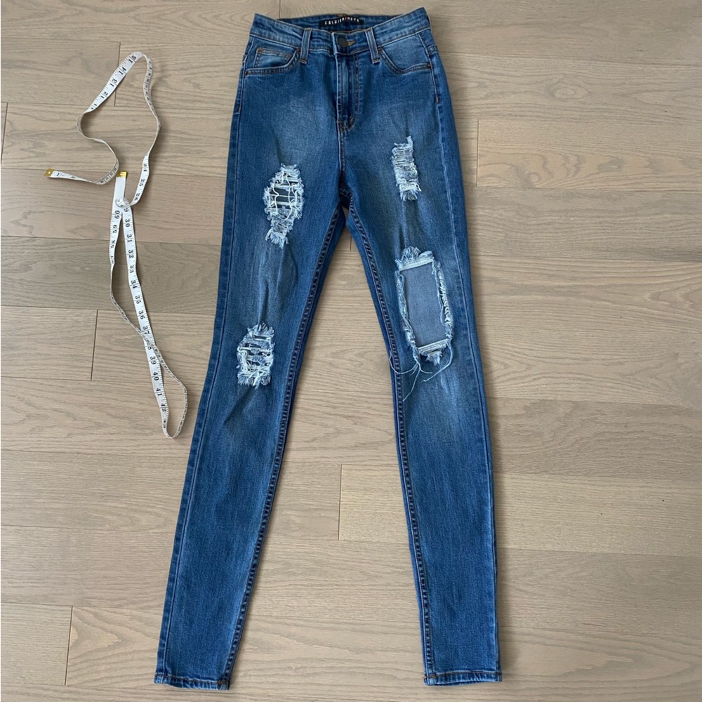 High Waist Distressed Skinny Jeans